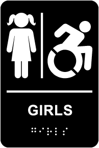 NY Girls Accessible Restroom Sign with Braille