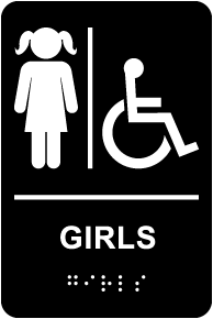 Girls Accessible Restroom Sign with Braille
