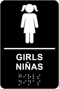 Bilingual Girls Restroom Sign with Braille