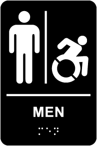 NY Men Accessible Restroom Sign with Braille