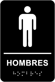 Spanish Men Restroom Sign with Braille
