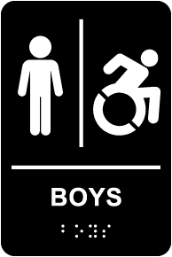 NY Boys Accessible Restroom Sign with Braille