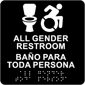 NY Bilingual All Gender Accessible Restroom Sign with Braille