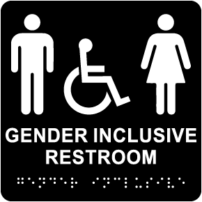 Gender Inclusive Accessible Restroom Sign with Braille