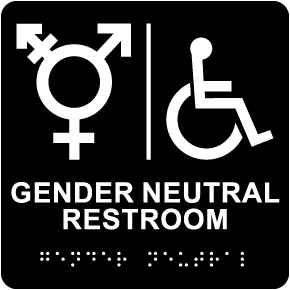 Gender Neutral Accessible Restroom Sign with Braille