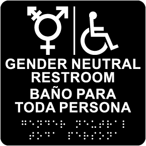 Bilingual Gender Neutral Accessible Restroom Sign with Braille