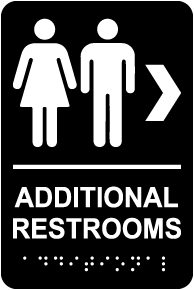 Directional Unisex Additional Restrooms Sign with Braille