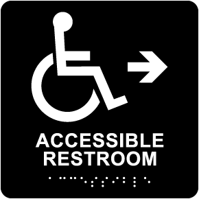 Directional Accessible Restroom Sign with Braille