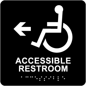 Directional Accessible Restroom Sign with Braille