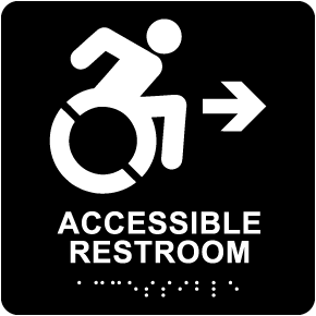 NY Directional Accessible Restroom Sign with Braille