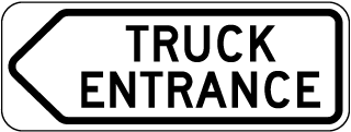 Left Directional Truck Entrance Sign