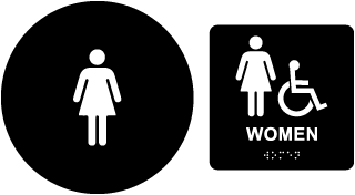 Women Accessible California Title 24 Restroom Sign with Braille Kit