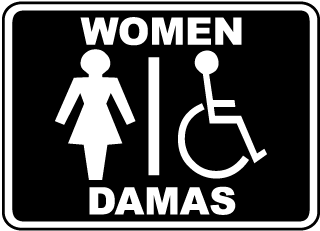Bilingual Women / Accessible Restroom Sign