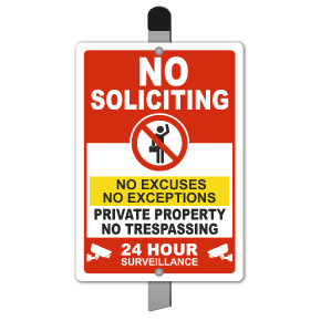 No Soliciting 24 Hour Surveillance Yard Sign