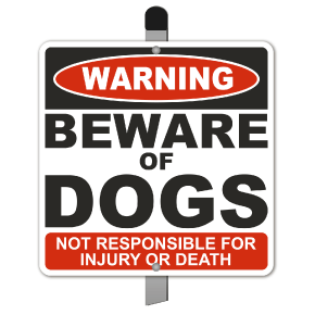 Warning Beware of Dogs Yard Sign