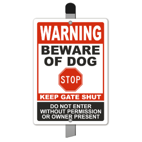Stop Warning Beware of Dog Yard Sign