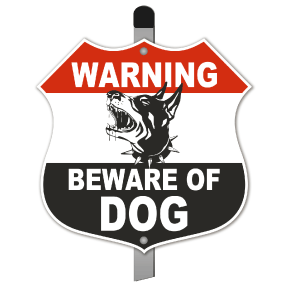 Warning Beware of Dog Shield Yard Sign