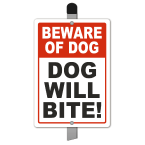 Beware Dog Will Bite Yard Sign