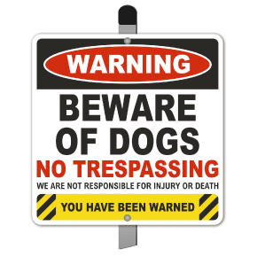Beware of Dog No Trespassing Yard Sign