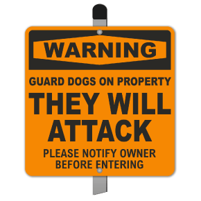 Warning Guard Dogs on Property Yard Sign