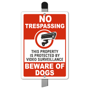 No Trespassing Beware of Dogs Yard Sign