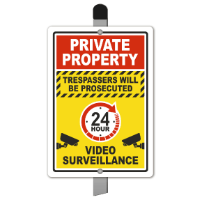 Private Property 24 Hour Video Surveillance Yard Sign