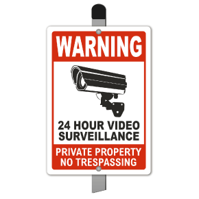 24 Hour Video Surveillance Private Property Yard Sign