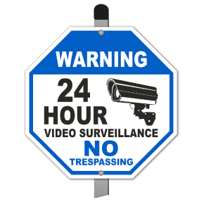 24 Hour Video Surveillance No Trespassing Yard Sign