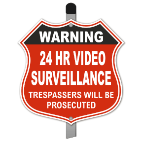 Warning 24 Hour Video Surveillance Yard Sign