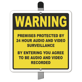 Premises Protected by 24 Hour Surveillance Yard Sign