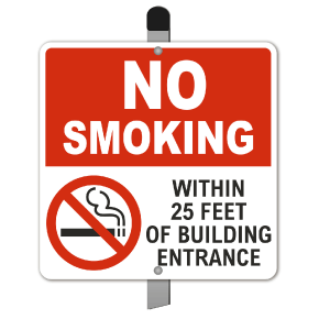 No Smoking 25 Feet of Building Entrance Yard Sign