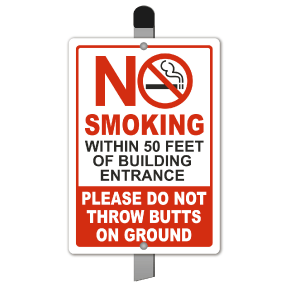 No Smoking within 50 Feet Yard Sign