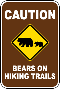Caution Bears On Hiking Trails Sign