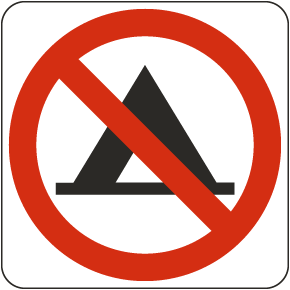 No Camping Symbol Sign