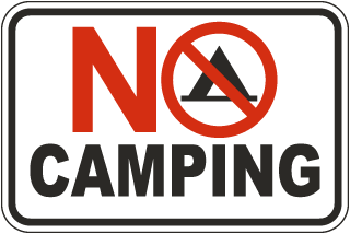 No Tent Camping Sign