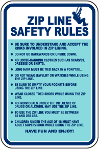 Zip Line Safety Rules Sign