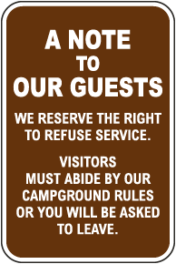 A Note To Our Guests Sign