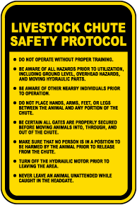 Livestock Chute Safety Protocol Sign