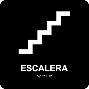 Spanish Stairs Sign with Braille
