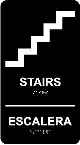 Bilingual Stairs Sign with Braille