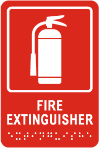 Fire Extinguisher Sign with Braille