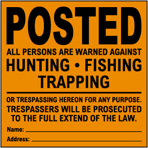 Signs Warning No Fishing Hunting Or Fires Stock Photo - Download