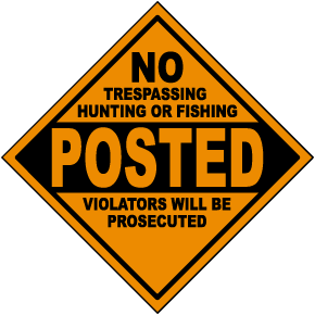 Orange No Trespassing Posted Sign