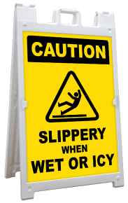 Slippery When Wet or Icy A-Frame Sign