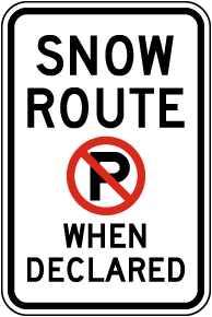 Snow Route No Parking Sign