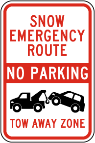 Emergency Route No Parking Sign