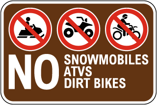 Campground No Off-Roading Vehicles Sign