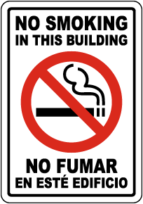 Bilingual No Smoking in this Building Label