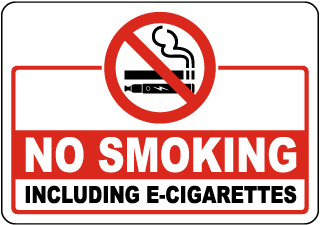 No Smoking Including E-Cigarettes Label