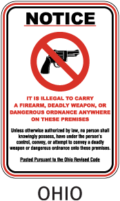 Ohio No Firearms on Premises Sign